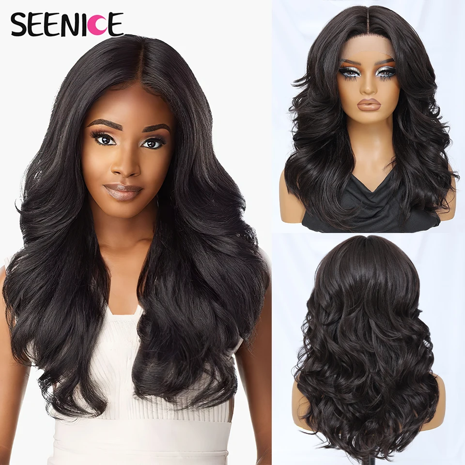 

Ombre Brown Blonde Synthetic Body Wave Lace Front Wig 13x5x1 For Black Women 18“ T Part Wavy Layered Cosplay Wig with Baby Hair