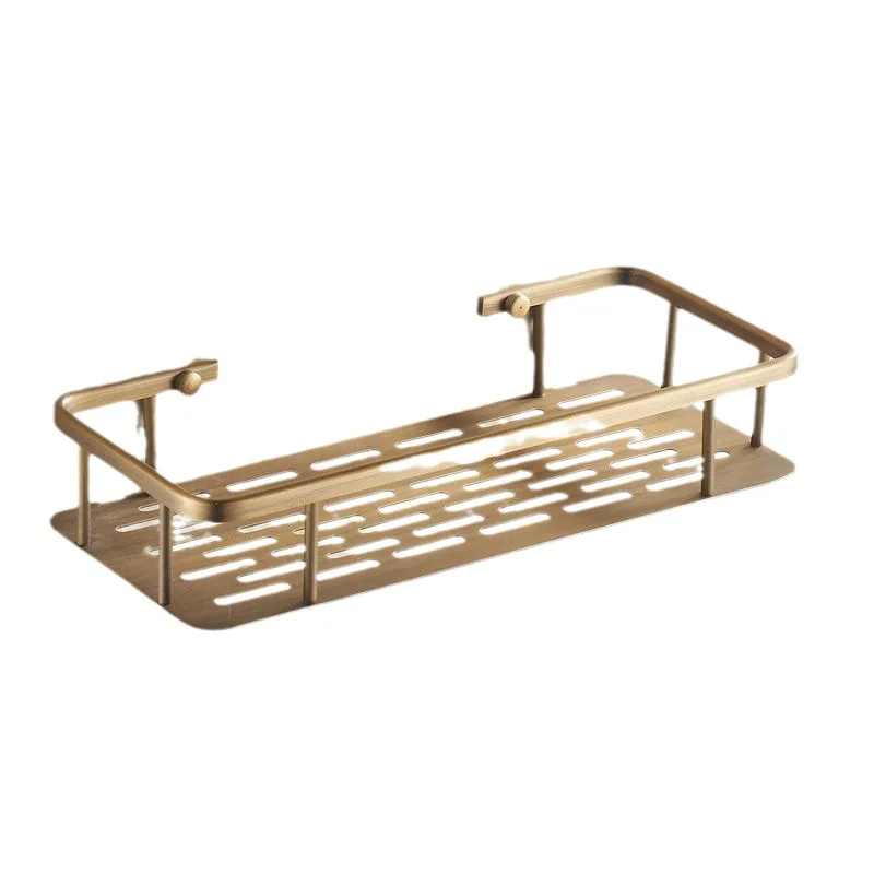 Retro bathroom single-layer corner rack, bathroom pendant, all-copper antique triangular net basket double-layer corner rack