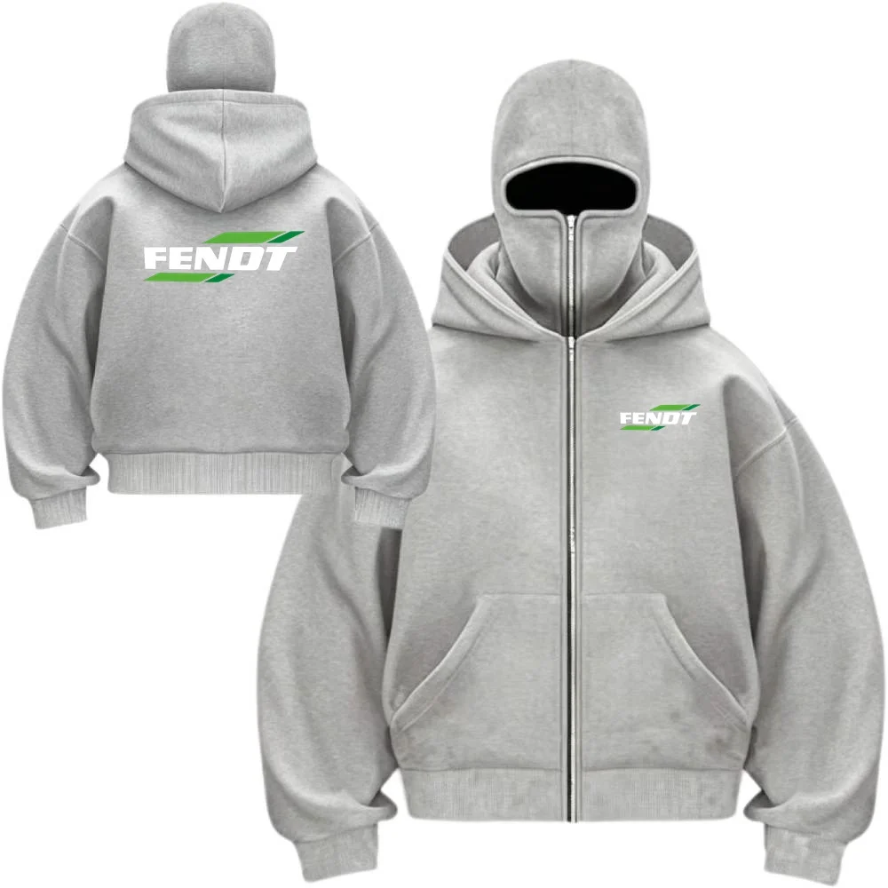 Moletom Masculino de Inverno Corta-Vento com Forro de Lã e Capuz Duplo, Jaqueta Balaclava Y2K Gótica com Máscara, NOVO Moletom Juvenil FENDT com Capuz