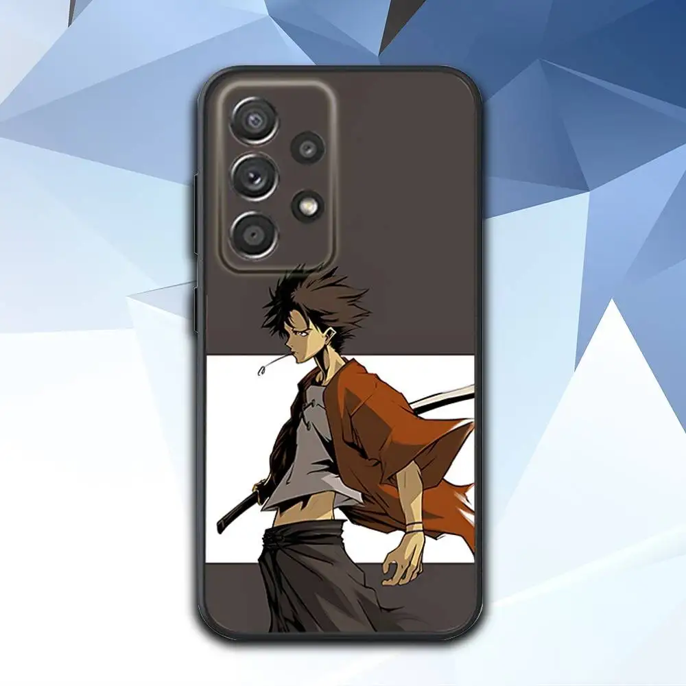 حافظة هاتف لهاتف سامسونج S 25,24,23,22,30,21,10,9,Ultra,Plus,Lite,FE,4,5 G حافظة ناعمة S-ساموراي أنيمي C-Champloo باللون الأسود