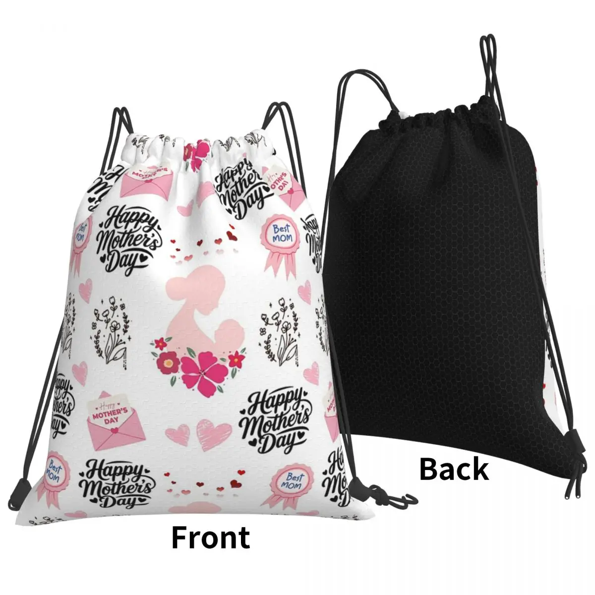 Happy Mother's Day Backpacks Fashion Drawstring Bundle Pocket Sundries Bag Book Bags for Man Woman School
