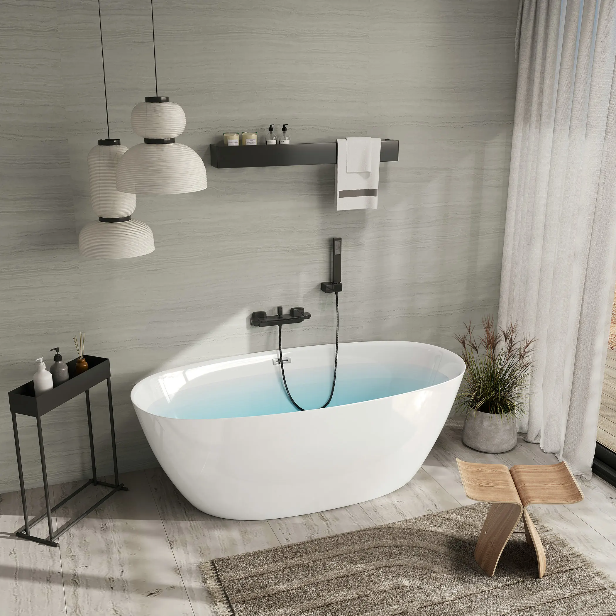 

1.8m Freestanding Modern Design Massager Bathtub Set Luxury Acrylic Bathroom Faucet For Hotels Solid Surface Plastic Easy