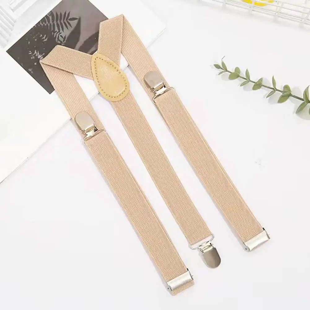 Unisex Elastic Strap Suspenders Y-Back Braces Solid Color Anti-break Wedding Suit Adjustable Strap Party Daily Accessory