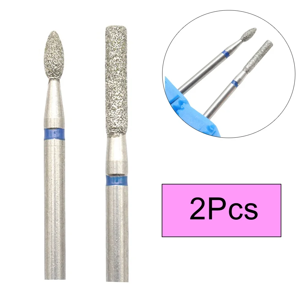 Brocas de diamante para pulir uñas de Gel, herramienta de arte para manicura, tallado, 2 piezas