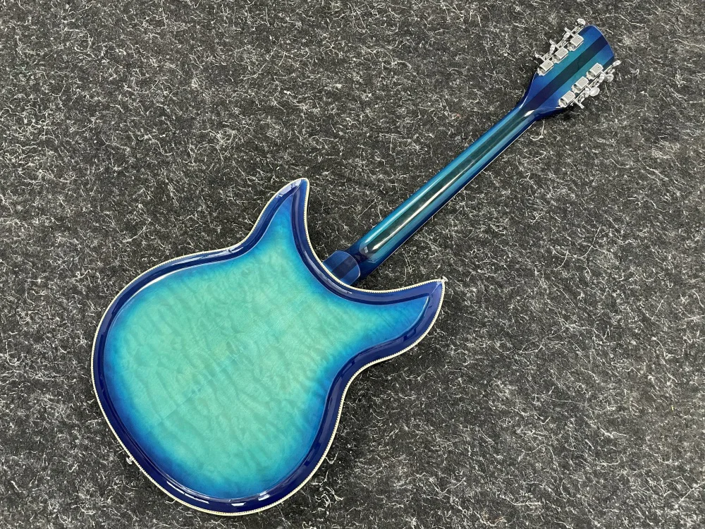 Electric Guitar with blue Wave Flame,R Shape Tailpiece,12 Strings, Rosewood Fingerboard, 381custom, free shipping