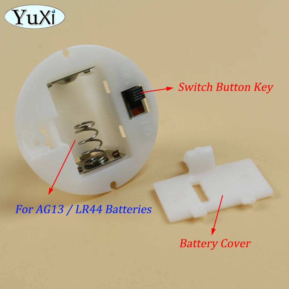 2 pçs para ag13 lr44 base de bateria soquete organizador caixa titular caso com interruptor capa branco redondo caso bateria para corda luz