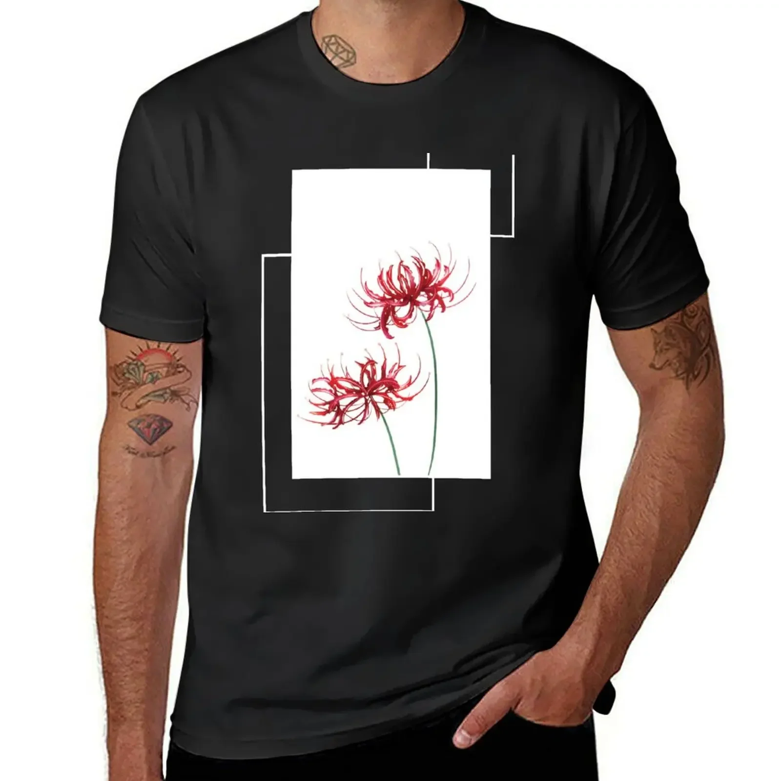 Lycoris Recoil Red Spider Lily White T-Shirt vintage plus size clothes plus size tops mens graphic t-shirts