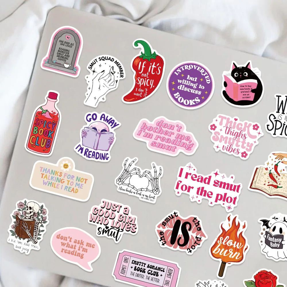50PCS Pink Bookish Stickers, Book Sticker for Kindle, Aesthetic Booktok Reading Sticker Waterproof Vinyl Decals for Water Bottle