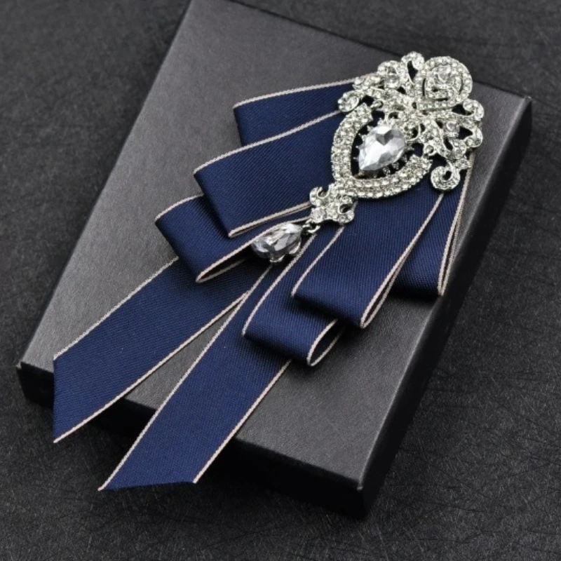 

Handmade Ribbon Rhinestone BowTie British Men's Business Formal Wear Shirt Accessories High-end Groom Groomsman Wedding Suit Tie