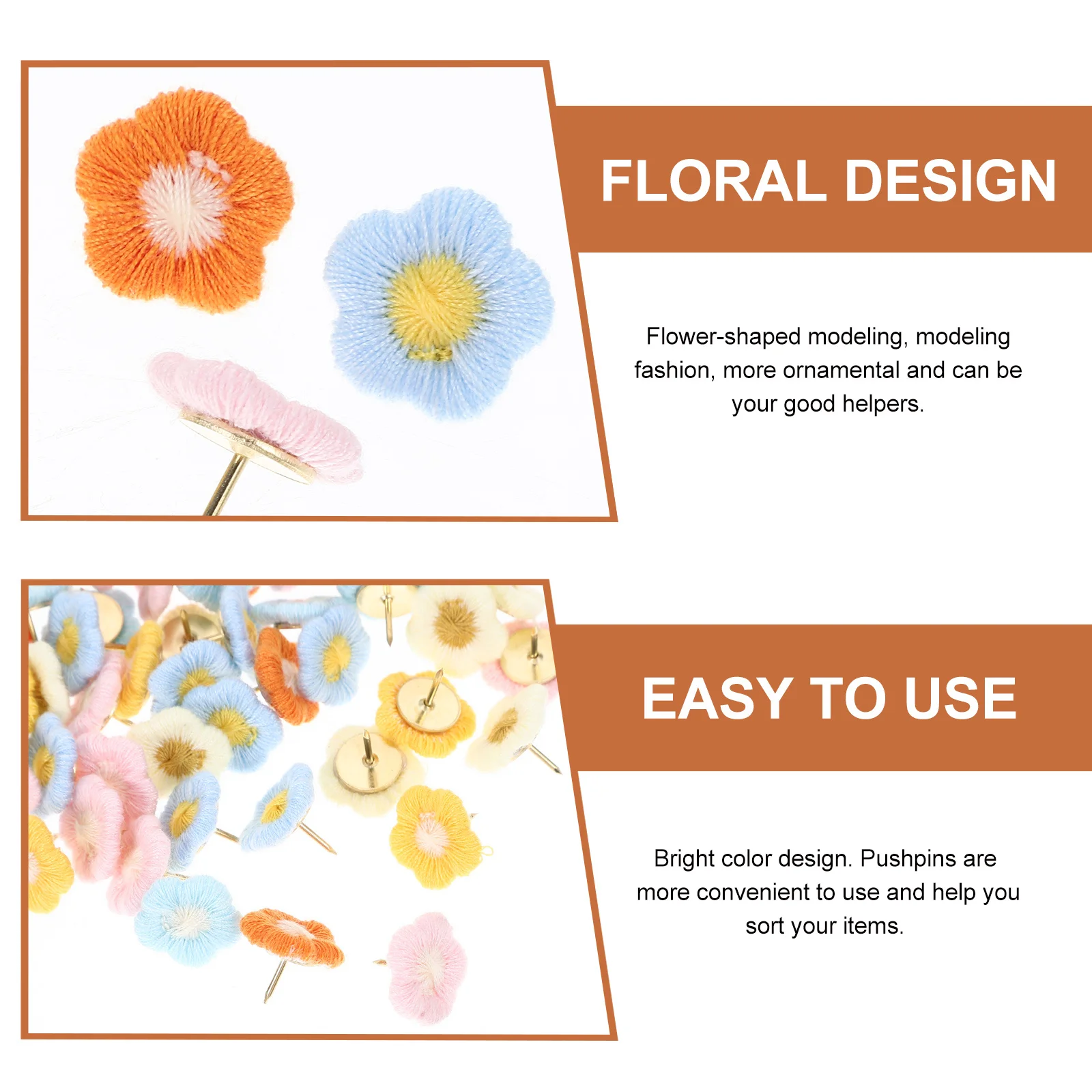 

60Pcs Pushpins Wear-Resistant Multi-Use Thumb Tacks for Craft Education Cork Boards Desk Accessories