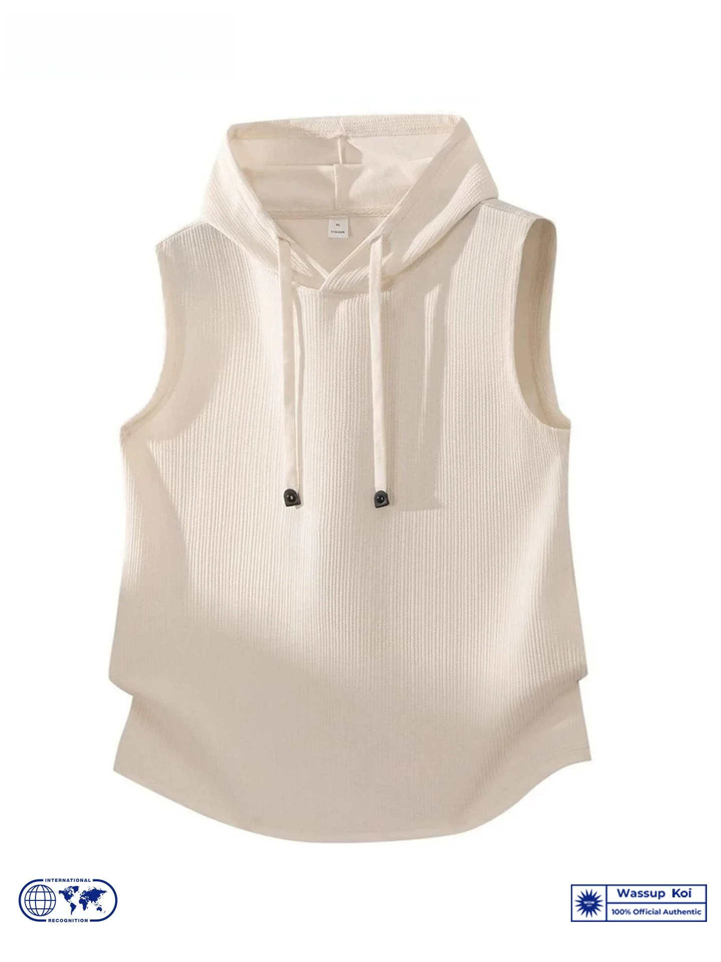 Wassup Koi Collaborative American Style Hooded Drawstring Sleeveless Vest Men's Summer Simple Loose Shoulder T-Shirt