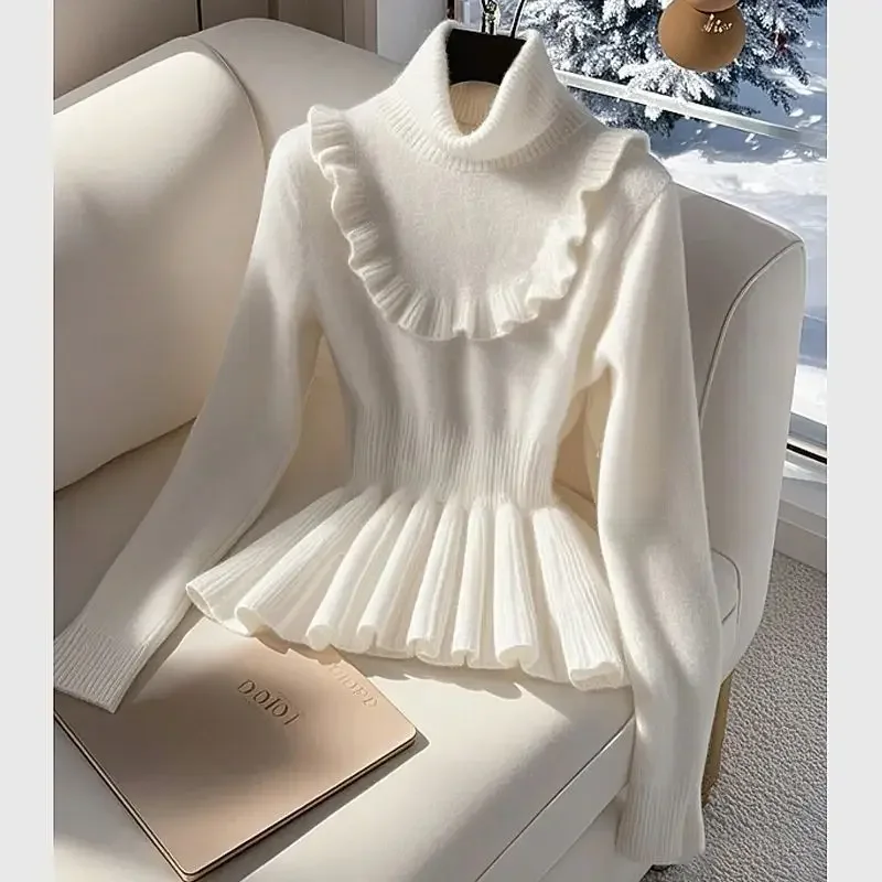 Knitting Thick Warm Bottoming Shirt Women Autumn Winter Simplicity Office Lady Sweater Casual All-match Knitwear Tops JJ30