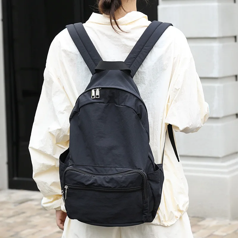 Summer Bag Back To School Black Backpack Personalized Nylon Overnight Bag Laptop Compartment Women Backpack