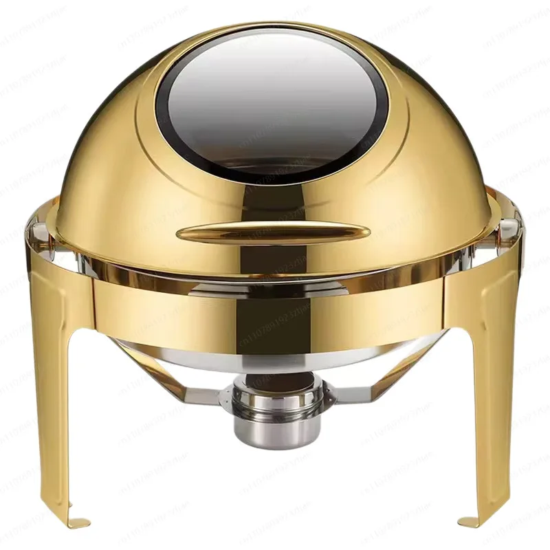 Alcohol Burner Buffet Food Warmer - Stainless Steel with Glass Lid for Hotel & Canteen Use