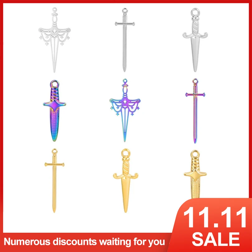 

10 шт., мини-крест из нержавеющей стали, рыцарский меч, подвески для изготовления ювелирных изделий, оружие, подвеска-кинжал, сделай сам, ювелирные изделия ручной работы, аксессуары