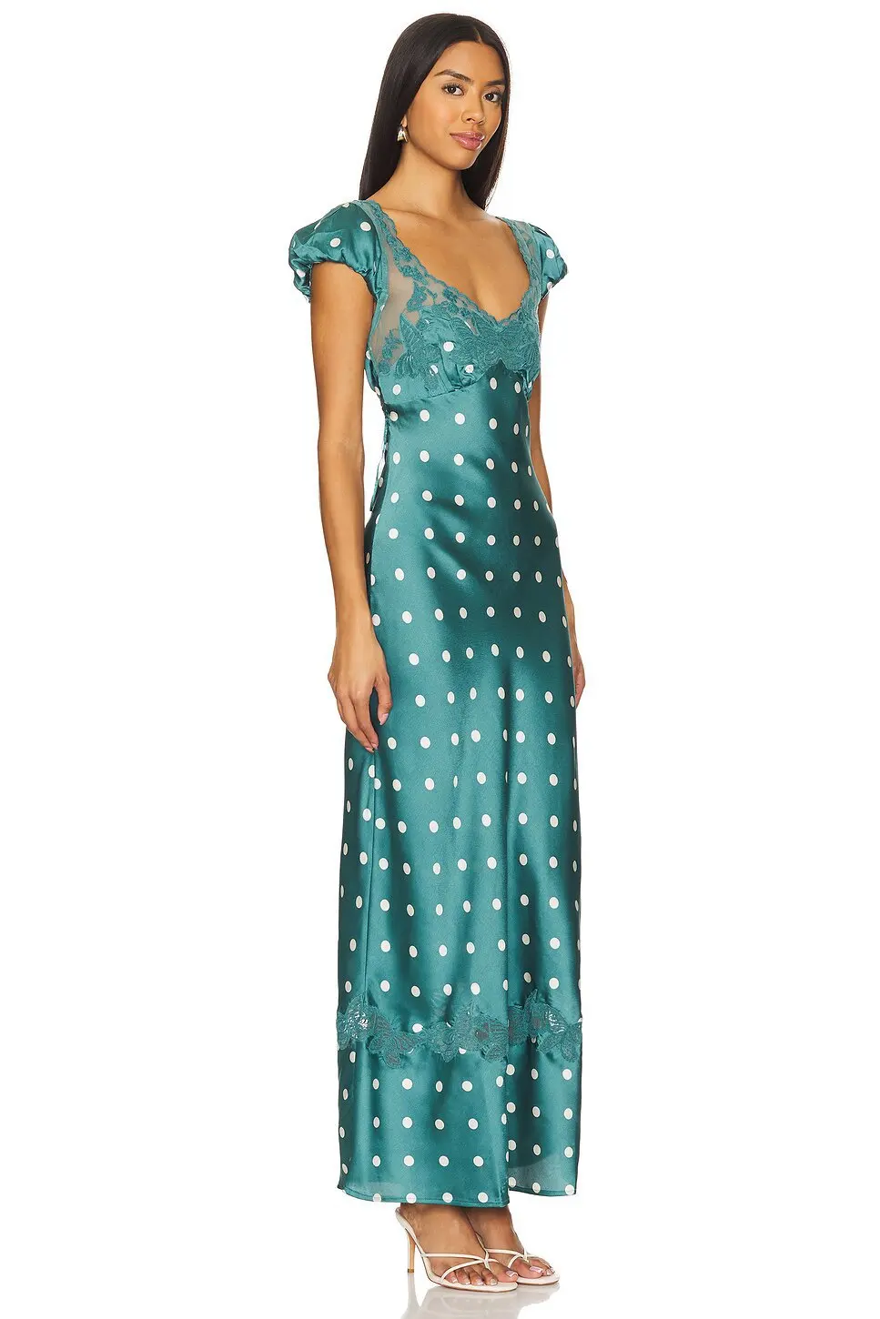 Fashionable Elegant Vintage Lace Patchwork Polka Dot Backless Maxi Dress For Women Luxurious Prom Dinner Party Wedding Guests