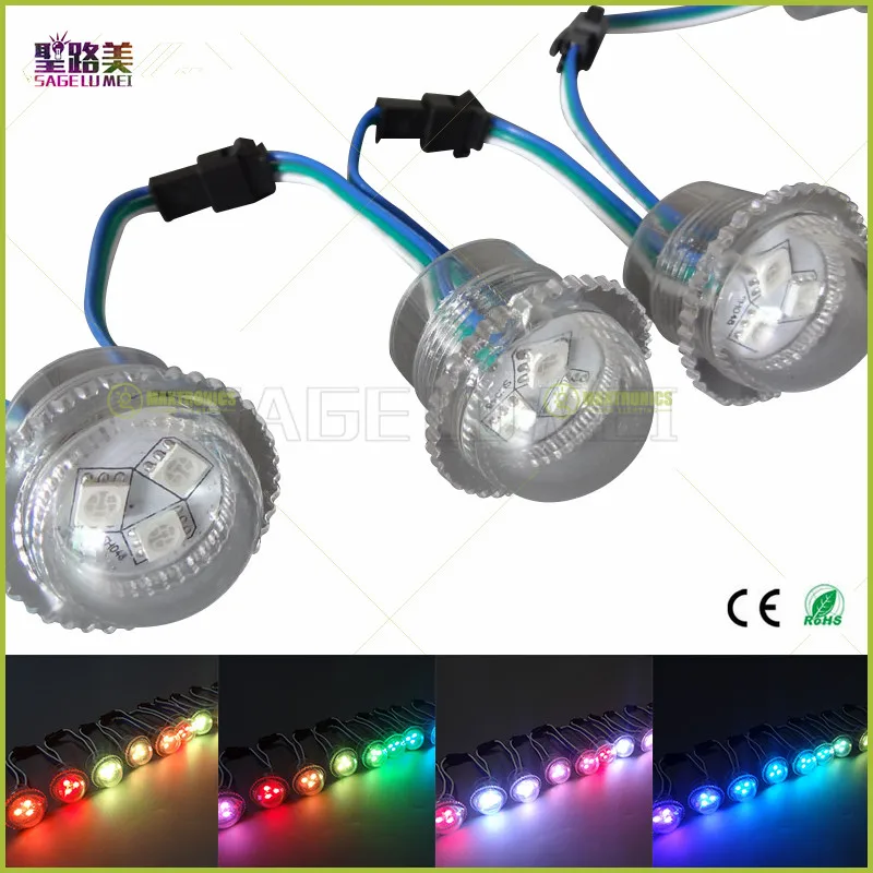 

DC12V 26mm diameter transparent cover ws2811 LED Module Exposed Point Light 3 leds 5050 SMD RGB Chips led pixel waterproof IP68