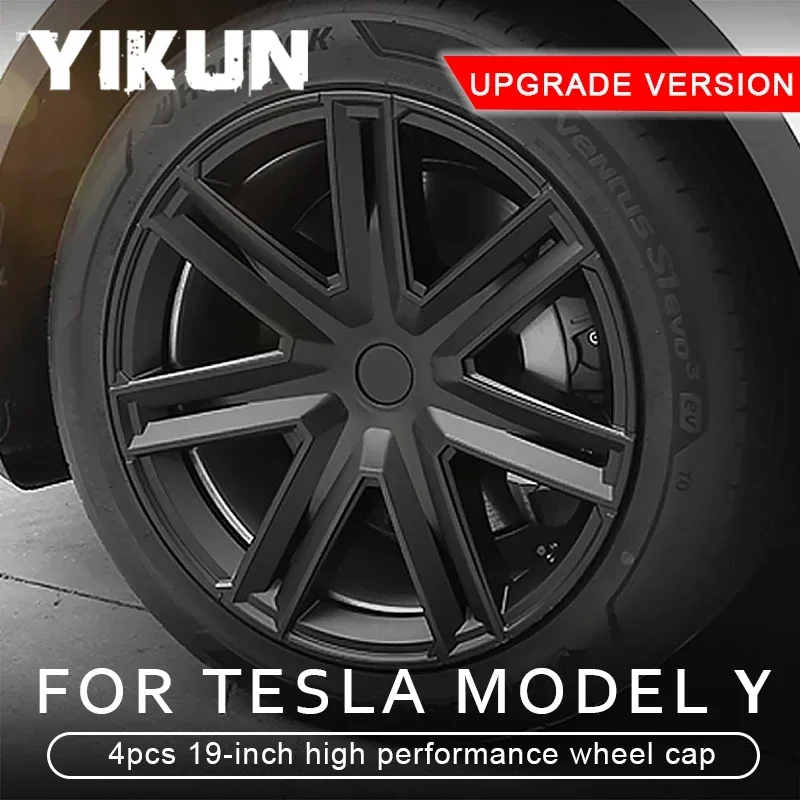 4PCS Hub Cap Performance Replacement Wheel Cap Automobile Hubcap Full Rim Cover Accessories for Tesla Model Y 19-Inch 2018-2024