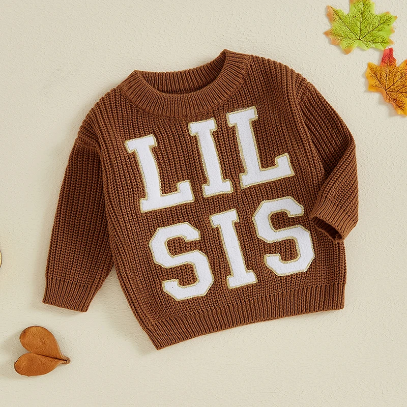 

Suefunskry Newborn Baby Girl Autumn Winter Knitted Sweater Classic Long Sleeve Letter Embroidery Knitwear Pullover Tops