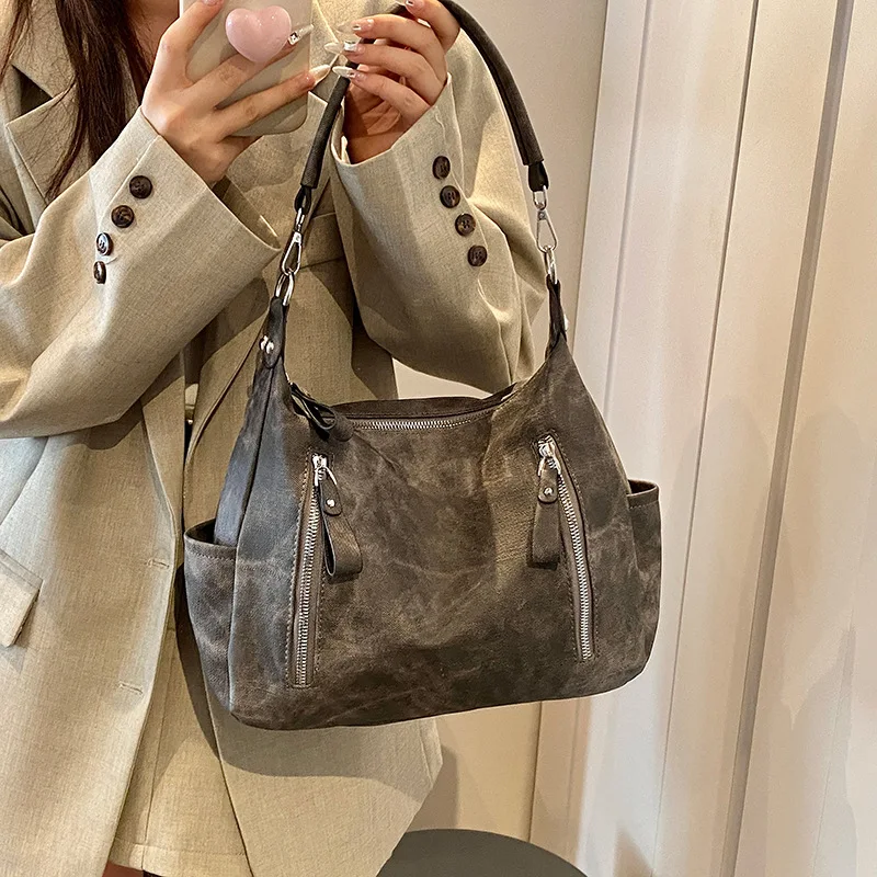 

2025 New Niche Crossbody Bag for Women, Vintage Style Genuine Leather Multi-way Shoulder Purse, Retro Chic Large Capacity Tote