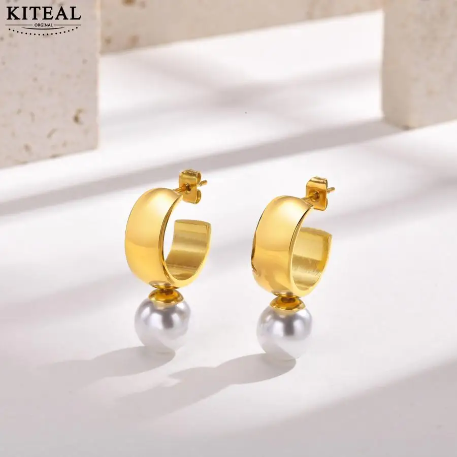 KITEAL aliexpress Gold Plated Female Friend stud earrings Imitation pearl earrings women earrings jewelry 2024