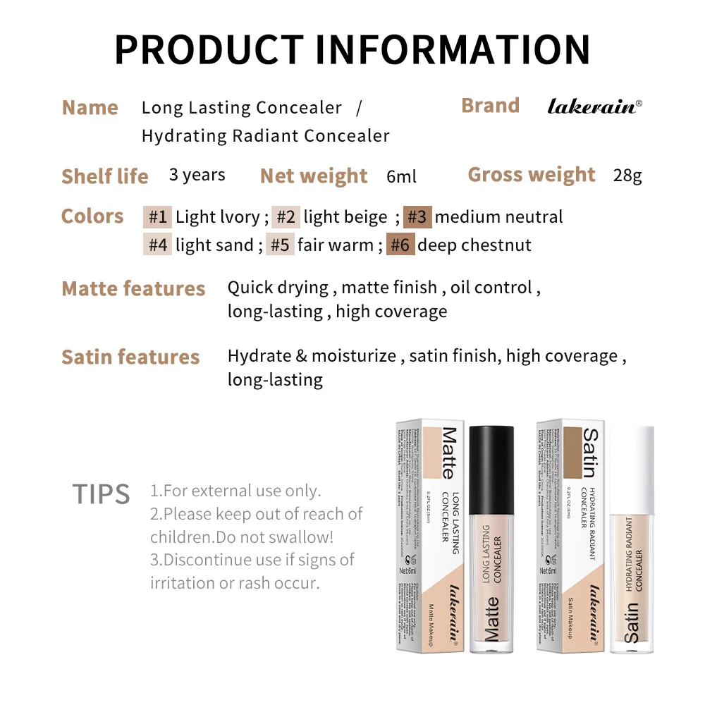 lakerain 顔のコンシーラーは肌の自然な潤いを修正します 輪郭、ハイライト、輪郭を整えるための速乾性コンシーラー