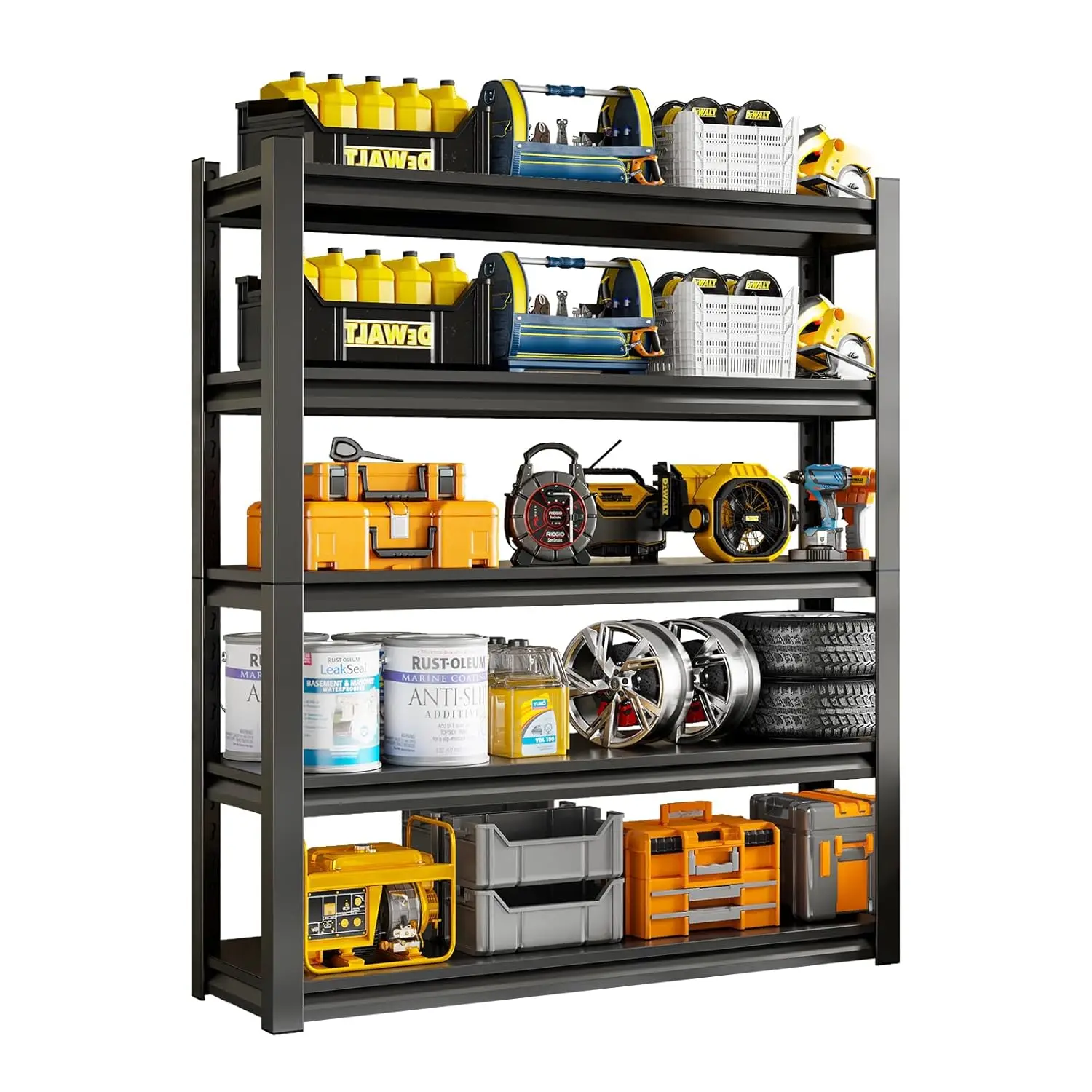 

48" W Garage Shelving Unit, Garage Storage Shelves 2800LBS Heavy Duty Shelving, Adjustable 5 Tier Metal Shelves, Customized