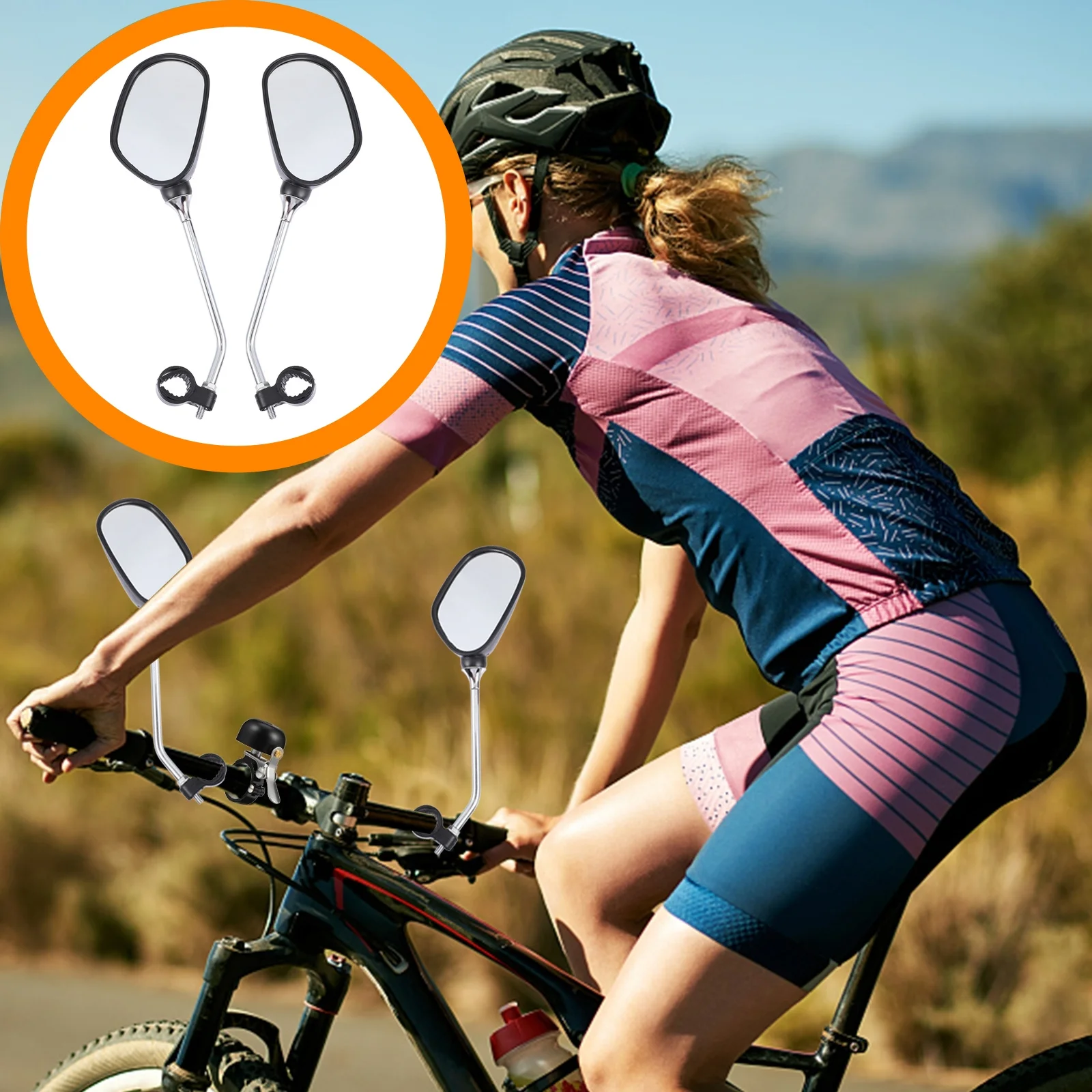 

1Pair Cycling Bike Mirror 360 Degree Rotating Lens Wide Angle Rear View for Bicycles Scooters Straight Handlebars Mountain Bike