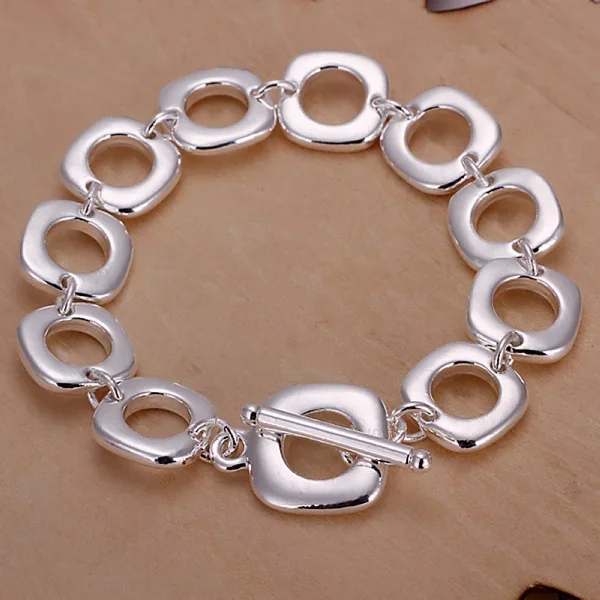 

Beautifully Square Silver Color Bracelets New Listings High Fashion Hot Selling Silver Woman Jewelry Christmas Gifts