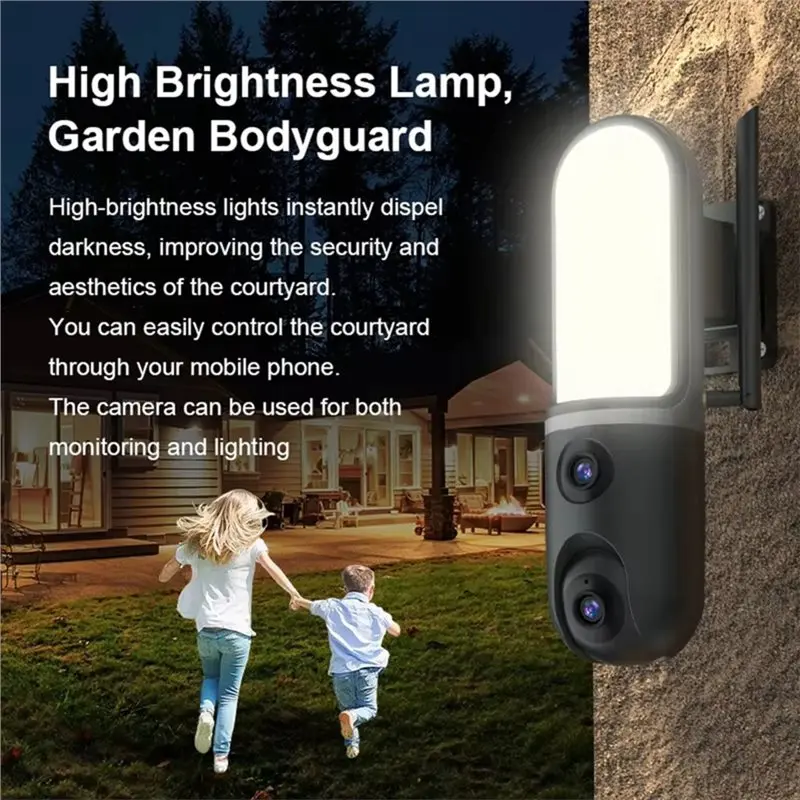 -[A51I Digital]Floodlight Full Color Dual Lens 4MP IP Camera O-Kam APP AI Humanoid Detection Monitor For Courtyard Street Lamp-