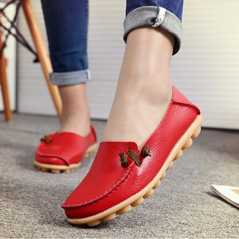 

Женская обувь на плоской подошве из натуральной кожи, модные повседневные мягкие лоферы без шнуровки, весенне-осенние мокасины, женская обувь для вождения
