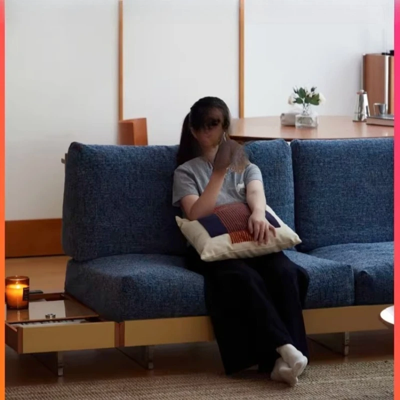 

Sofa Bauhaus Fabric Three-person Modular Sofa Bed No Armrest Small Apartment Medium Ancient Style