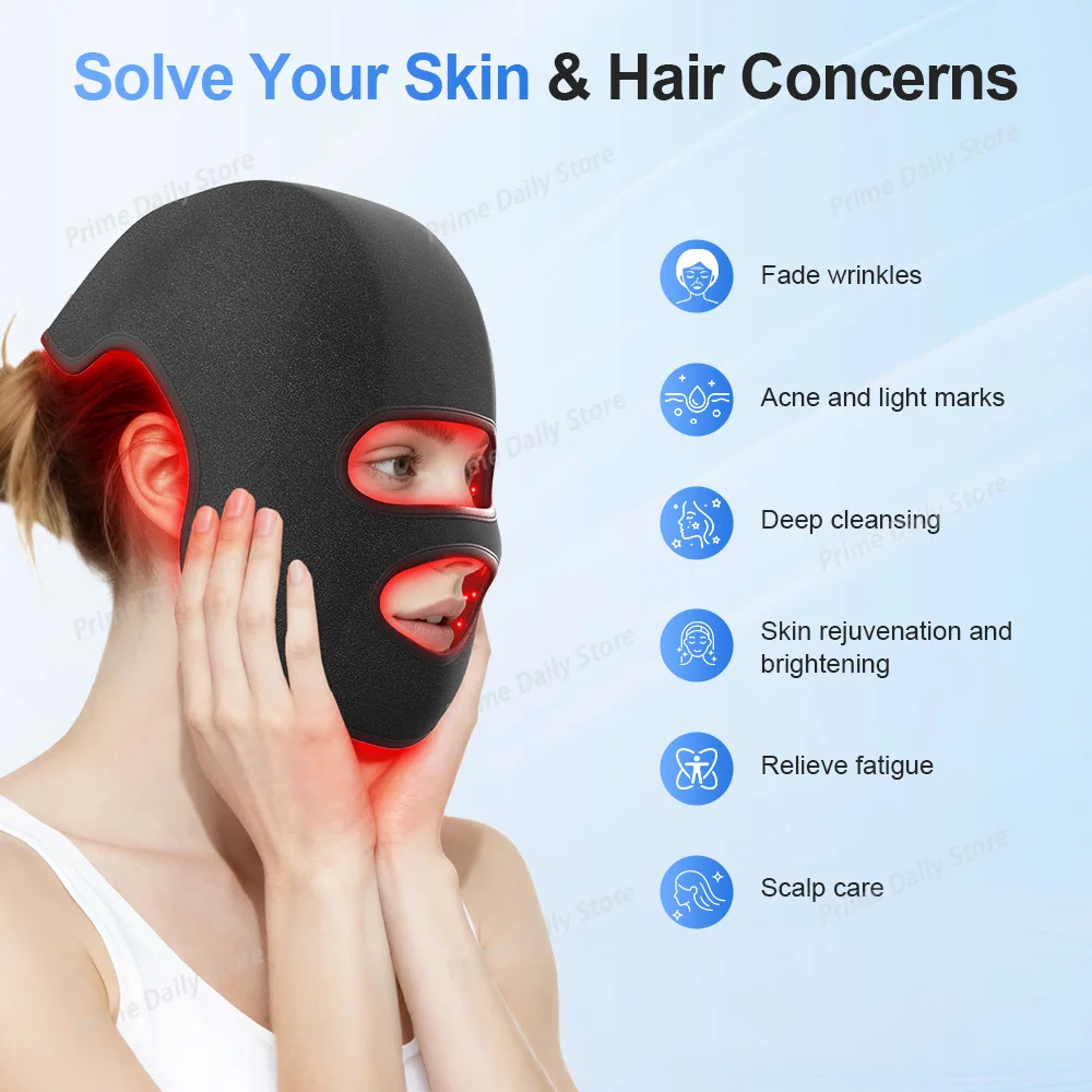 LED Red‑Light Beauty Cap & Facial Mask, Skin‑Brightening Device for Anti‑Aging, Hair Nourishment & Loss Prevention