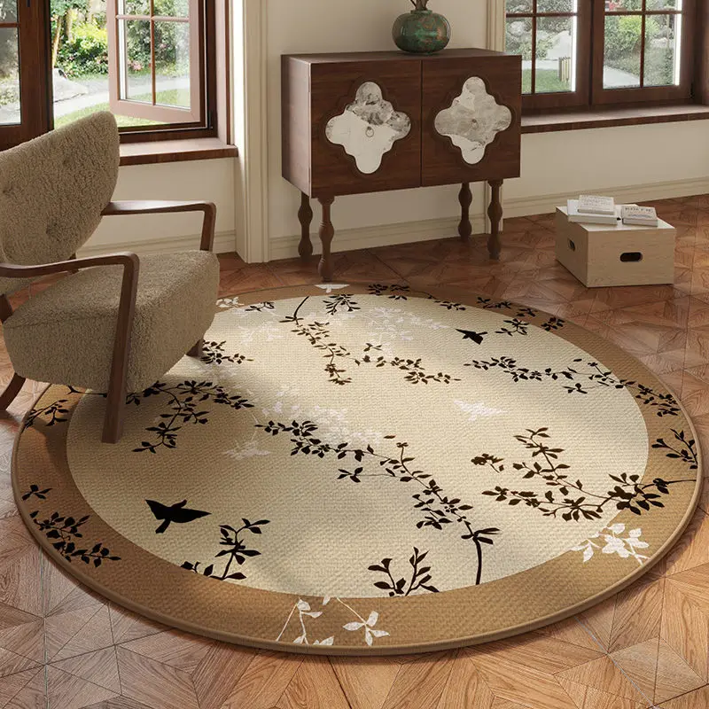 Medieval style round living room carpet high-end home rocking chair mat study swivel chair bedroom retro dresser floor mat