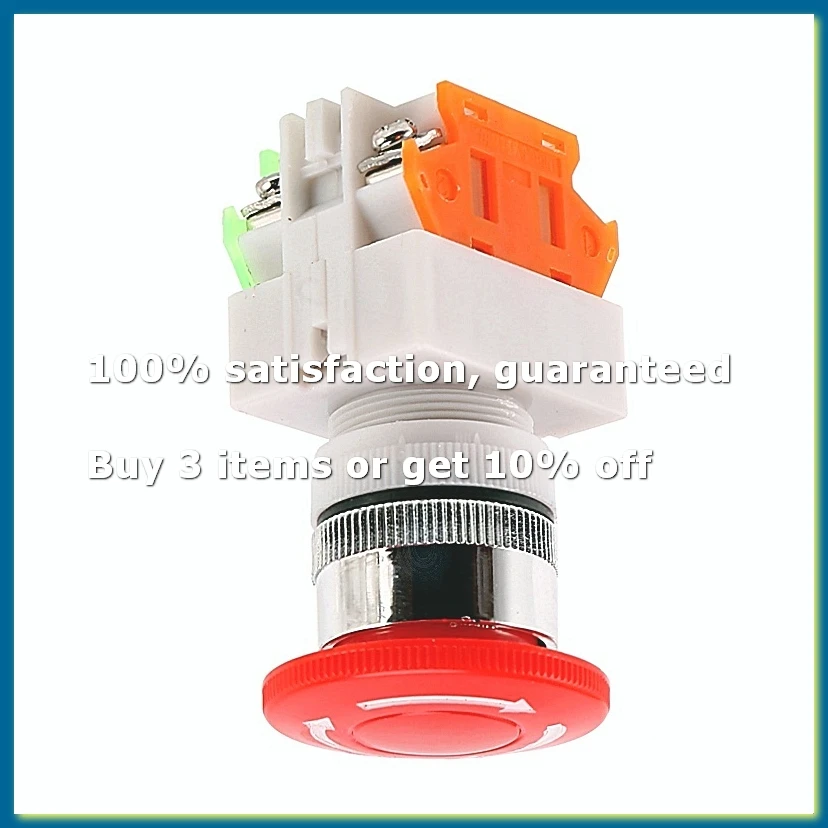 Red Mushroom Cap 1NO 1NC DPST Emergency Stop Push Button Switch AC 660V 10A-A49I