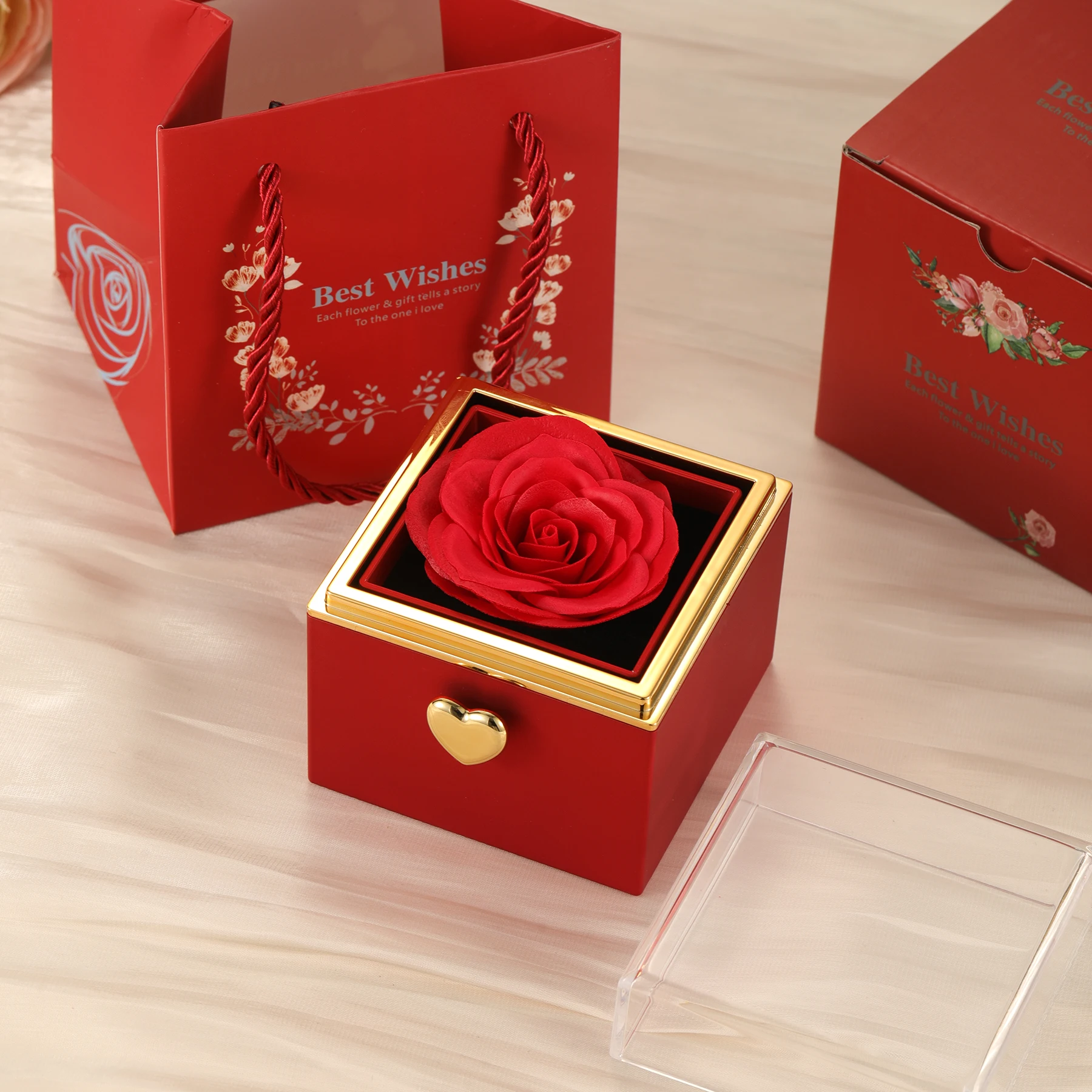 2026 Magic Rotation Eternal Real Rose Box Double Heart Custom Engraved Name Steel Necklace for Valentine's Day Jewelry Gift - Image 5