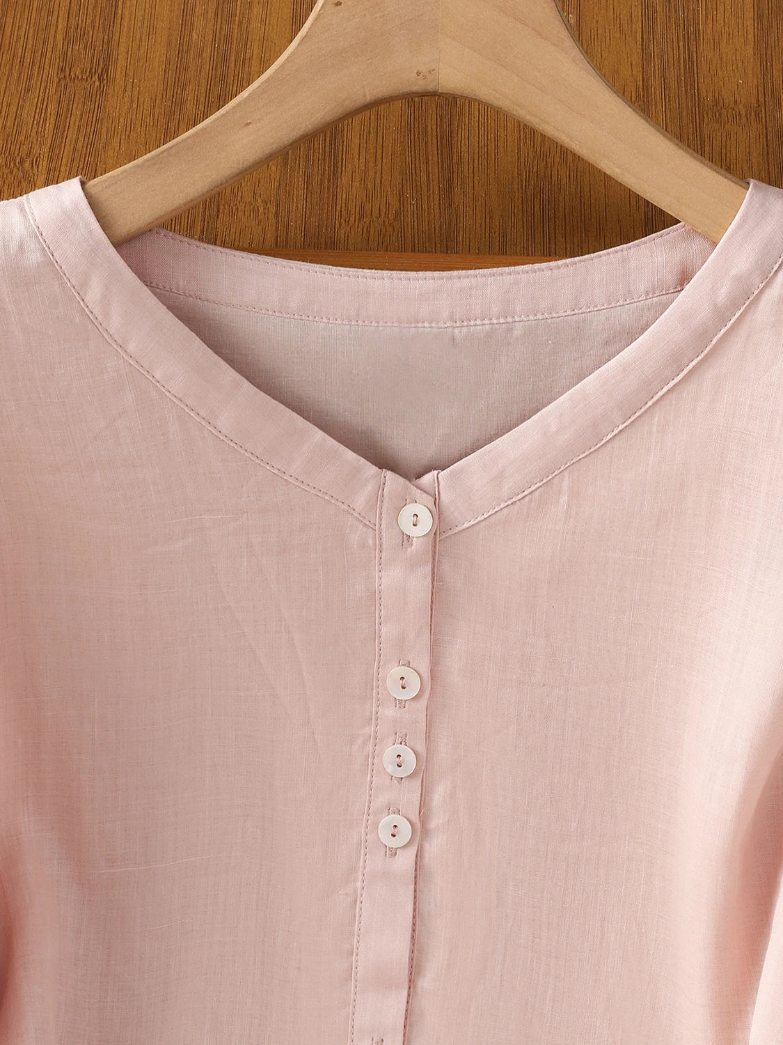 فضفاض عادية القطن الكتان المطرزة فانوس Sve irt المرأة حجم كبير سبعة Sve زر واحد الخامس طوق الصيف #3