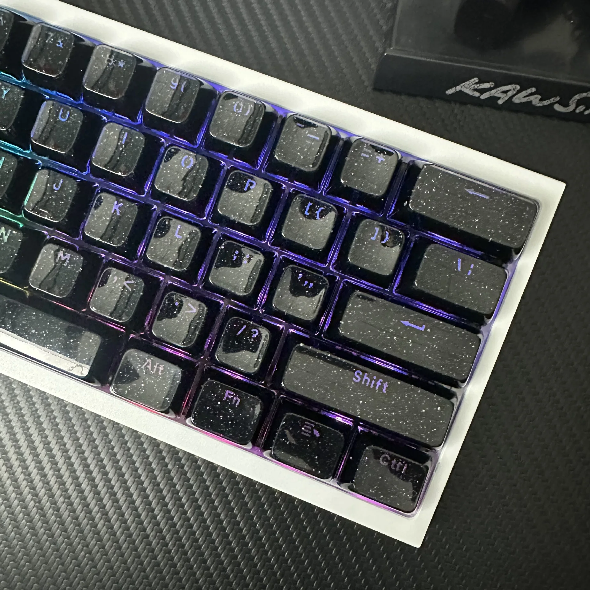 130 Keys Starry Black Crystal Jelly PBT Keycap Double Shot PC Keycaps for Gaming Mechanical Keyboard