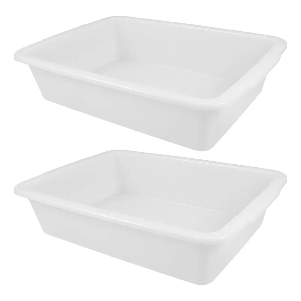 2個入りプラスチック製実験室用収納トレイ、長方形漏れ防止オーガナイザー、化学実験室科学教育ラボツール運搬用