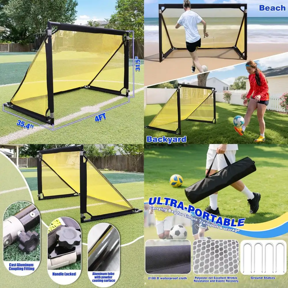

Portable Soccer Goals with No-Wobble Design, Quick Setup, and Carry Bag for All Ages, Ideal for Backyard Play and Travel