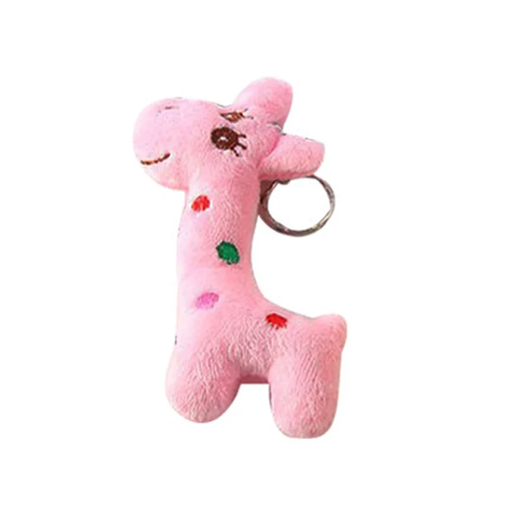 6 pezzi mini portachiavi giraffa ripiena pendenti occhi rotondi viso luminoso squisite decorazioni carine per zaini borse da festa