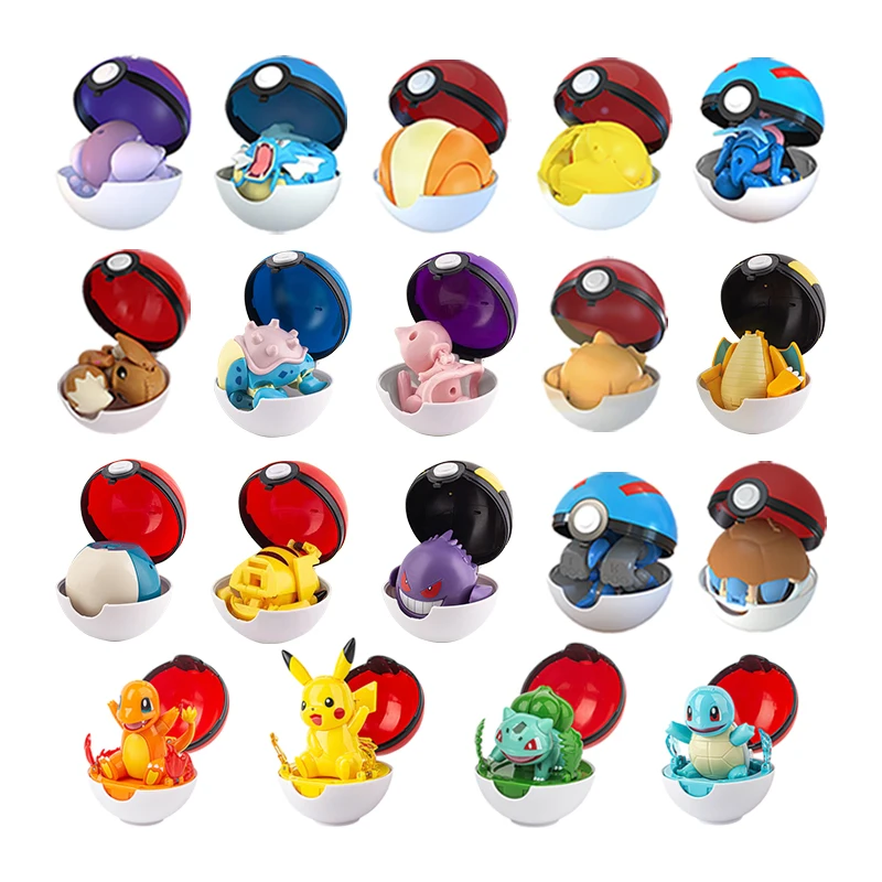 本物のポケモンボール変形おもちゃピカチュウミュウツーギャラドスポケットモンスターモンスターボールポケモンアクションフィギュア子供のおもちゃギフト