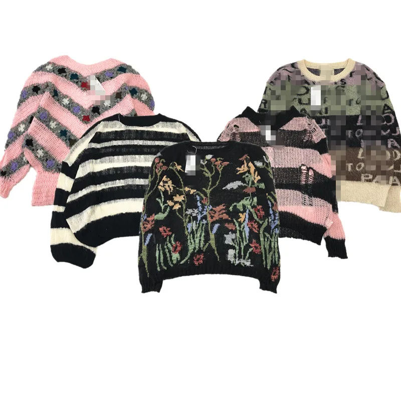 

Vintage Autumn Winter Twist Knit Sweater Fair Isle Silk Coat Candy Color Handmade Women's Faion Premium Quali