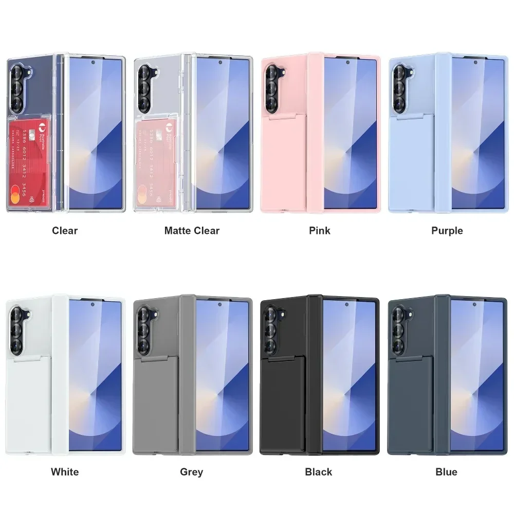 Luxus Flip Kickstand Handyhülle für Samsung Galaxy Z Fold 7 6 Fold7 Fold6 5G Klapphalterung Matte Cover mit Kartenhalter – Detail 1