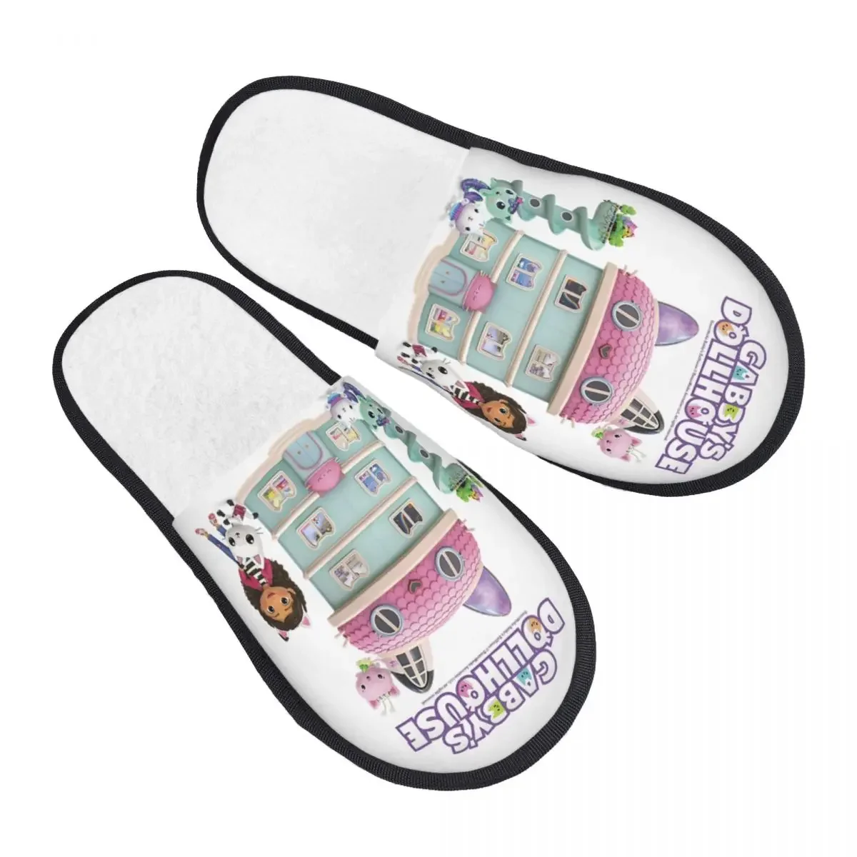 Custom Print Women Gabbys Dollhouse Group House Slippers Soft Warm Gabby  Memory Foam Fluffy Slipper Indoor Outdoor Shoes