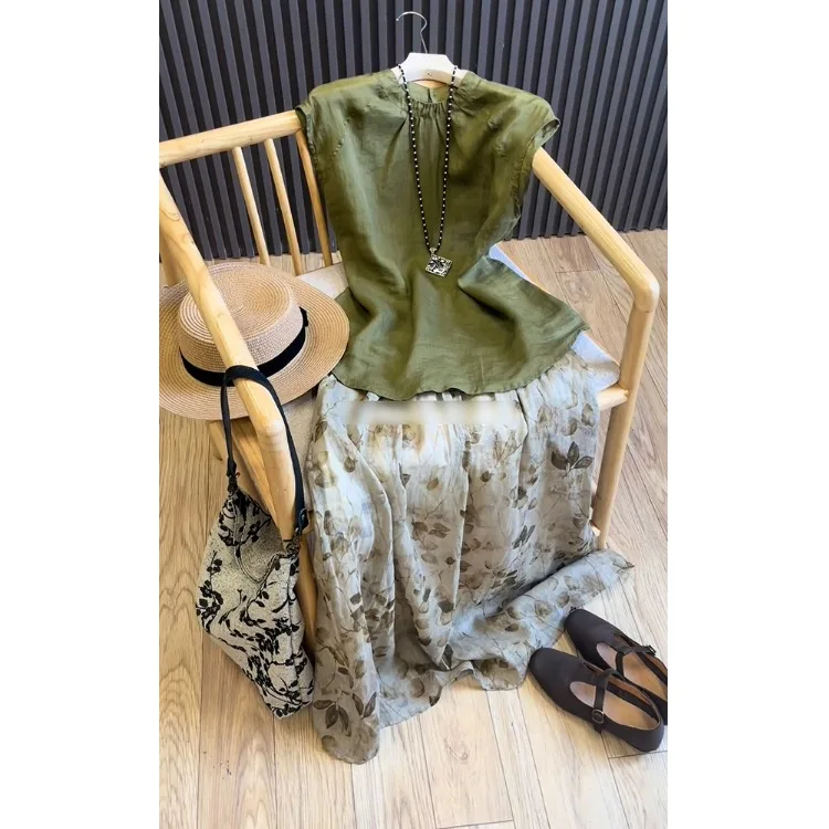 

Летняя новинка, художественный однотонный воротник-стойка, красивая маленькая верхняя одежда, топ, свободный крой, универсальный Ele