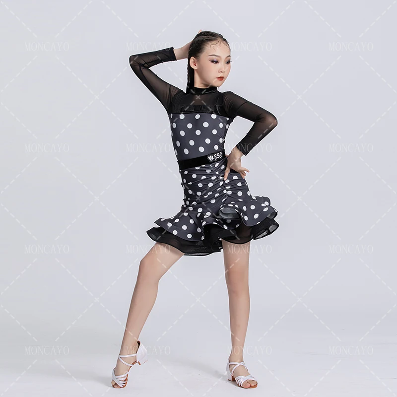 

Standard Ballroom Latin Dance Dress Girls Cha Cha Tango Salsa Rumba Samba Latin Practice Dress Child Dancing Dresses Dance Skirt