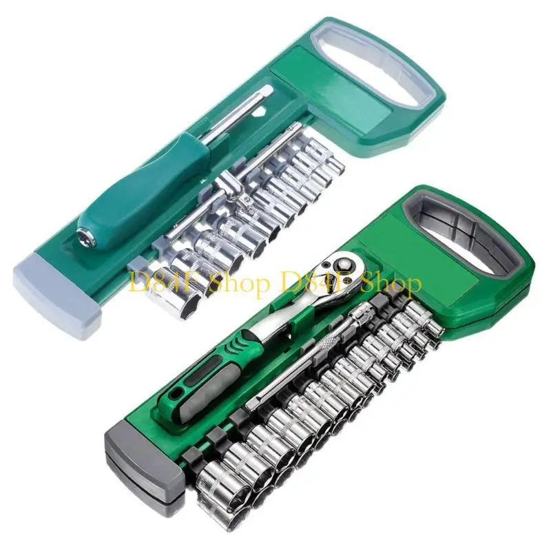 D84F Accuracy Engineered Steel Ratcheting Wrench Set With Multiple Sockets Attachments Included