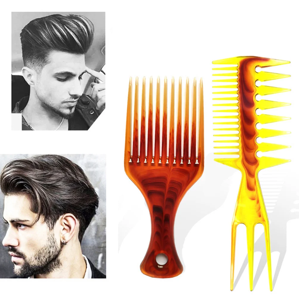 

2Pcs Rake Comb with Extra Wide Spaced Teeth - Gentle Hair Detangler and Scalp Massager for Tangled Curly Hair Stylist Barber