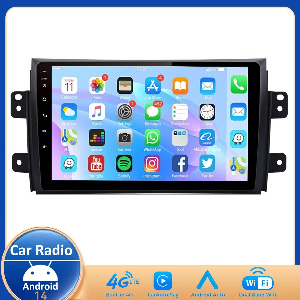 

Android 14 Car Radio Multimedia Player for Suzuki SX4 2006-2011 2012 2013 2014 for Fiat Sedici 2005-2014 Navigation NO 2 Din DVD